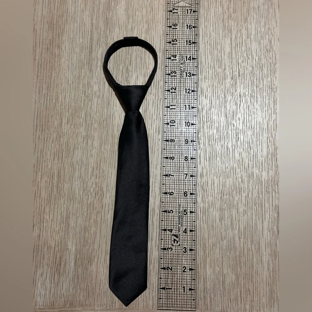 Black N Bianco Slim Black Neck Tie - Classic Solid (2” wide)